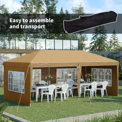 Outsunny 3 x 6m Pop-Up Gazebo, with Removable Walls -  Khaki 