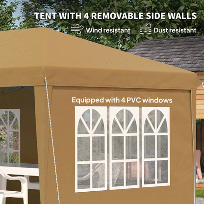 Outsunny 3 x 6m Pop-Up Gazebo, with Removable Walls -  Khaki 