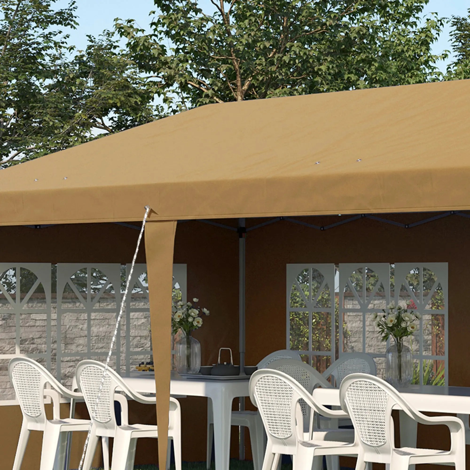 Outsunny 3 x 6m Pop-Up Gazebo, with Removable Walls -  Khaki 