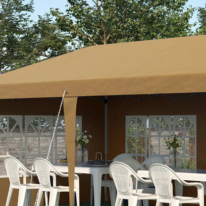 Outsunny 3 x 6m Pop-Up Gazebo, with Removable Walls -  Khaki 