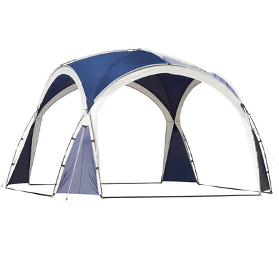 Outsunny 3.5 x 3.5M 6-8 Person Camping Gazebo, Outdoor Event Shelter Dome Tent Garden Sun Shelter Patio Spire Arc Pavilion Camp Sun Shade, Blue and Grey 