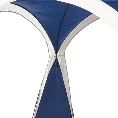 Outsunny 3.5 x 3.5M 6-8 Person Camping Gazebo, Outdoor Event Shelter Dome Tent Garden Sun Shelter Patio Spire Arc Pavilion Camp Sun Shade, Blue and Grey 