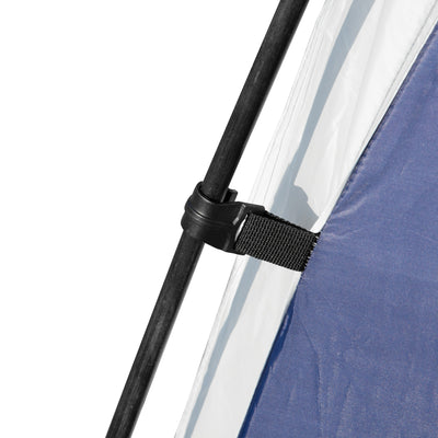 Outsunny 3.5 x 3.5M 6-8 Person Camping Gazebo, Outdoor Event Shelter Dome Tent Garden Sun Shelter Patio Spire Arc Pavilion Camp Sun Shade, Blue and Grey 