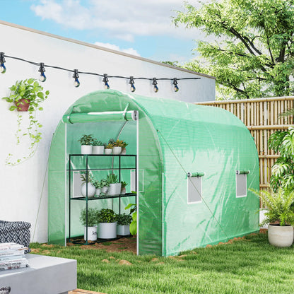 Outsunny 300 x 195cm Walk-In Tunnel Greenhouse - Green 