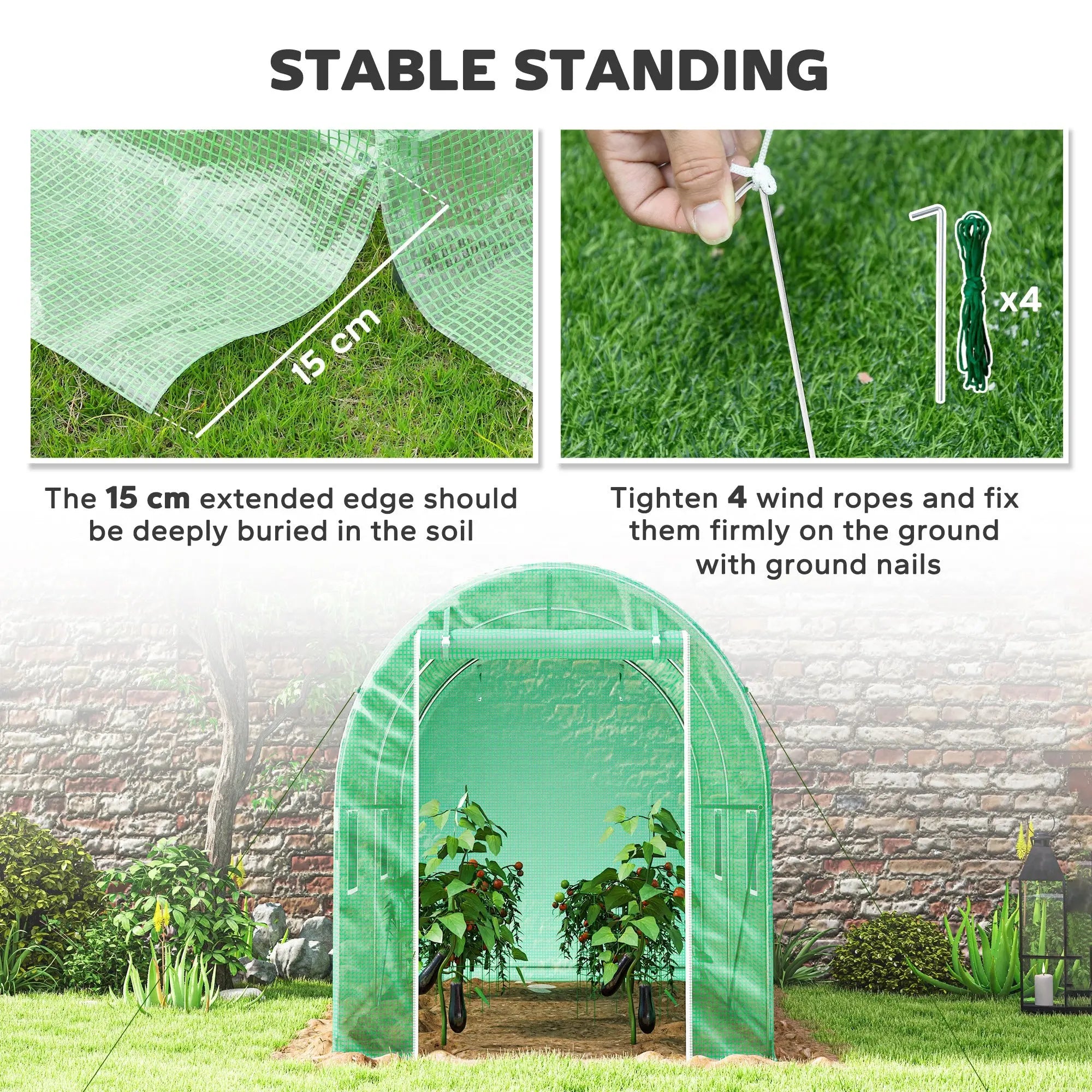 Outsunny 300 x 195cm Walk-In Tunnel Greenhouse - Green 