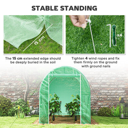 Outsunny 300 x 195cm Walk-In Tunnel Greenhouse - Green 