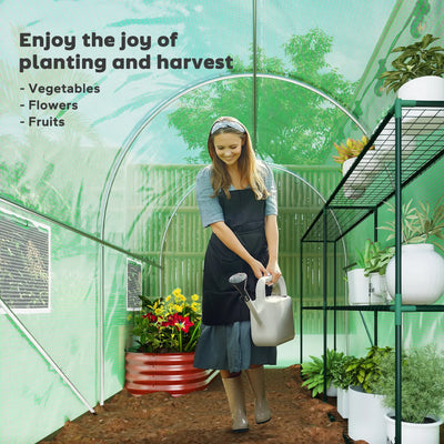 Outsunny 300 x 195cm Walk-In Tunnel Greenhouse - Green 