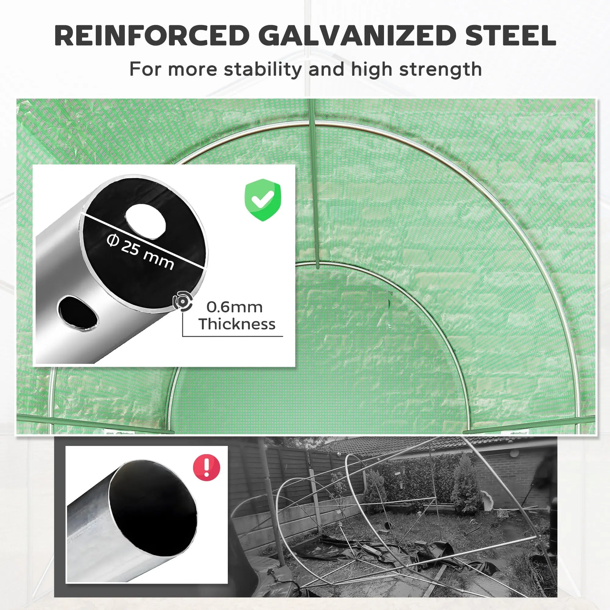 Outsunny 300 x 195cm Walk-In Tunnel Greenhouse - Green 