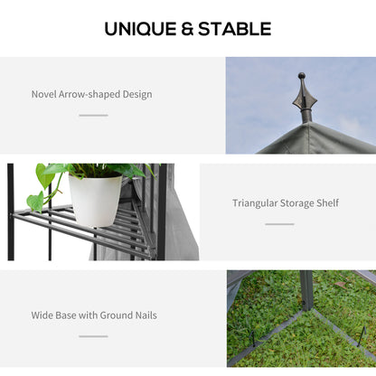 Outsunny 3(M)x3(M) Garden Gazebo Double Top Outdoor Canopy Patio Event Party Wedding Tent Backyard Sun Shade with Netting - Grey 