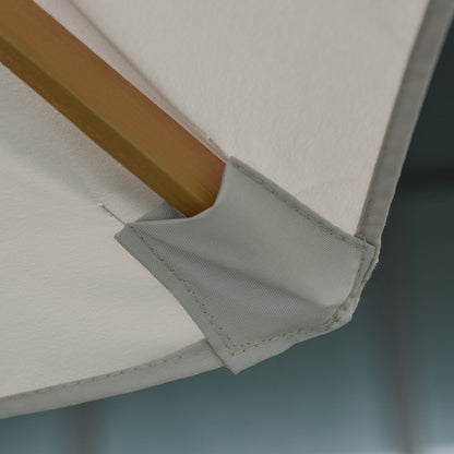 Outsunny 3(m) Garden Parasol, Pulley Operated Patio Umbrella, Wooden Table Market Umbrella with Rope Pulley Mechanism and 8 Ribs, Grey 