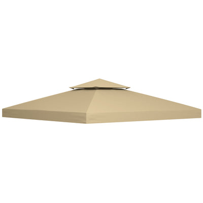 Outsunny 3(m) Gazebo Top Cover Double Tier Canopy Replacement Pavilion Roof Deep Beige 