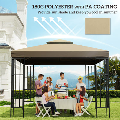 Outsunny 3(m) Gazebo Top Cover Double Tier Canopy Replacement Pavilion Roof Deep Beige 