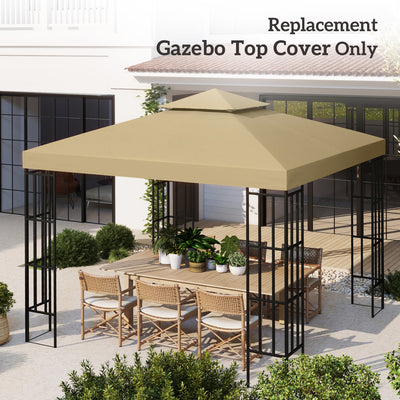 Outsunny 3(m) Gazebo Top Cover Double Tier Canopy Replacement Pavilion Roof Deep Beige 