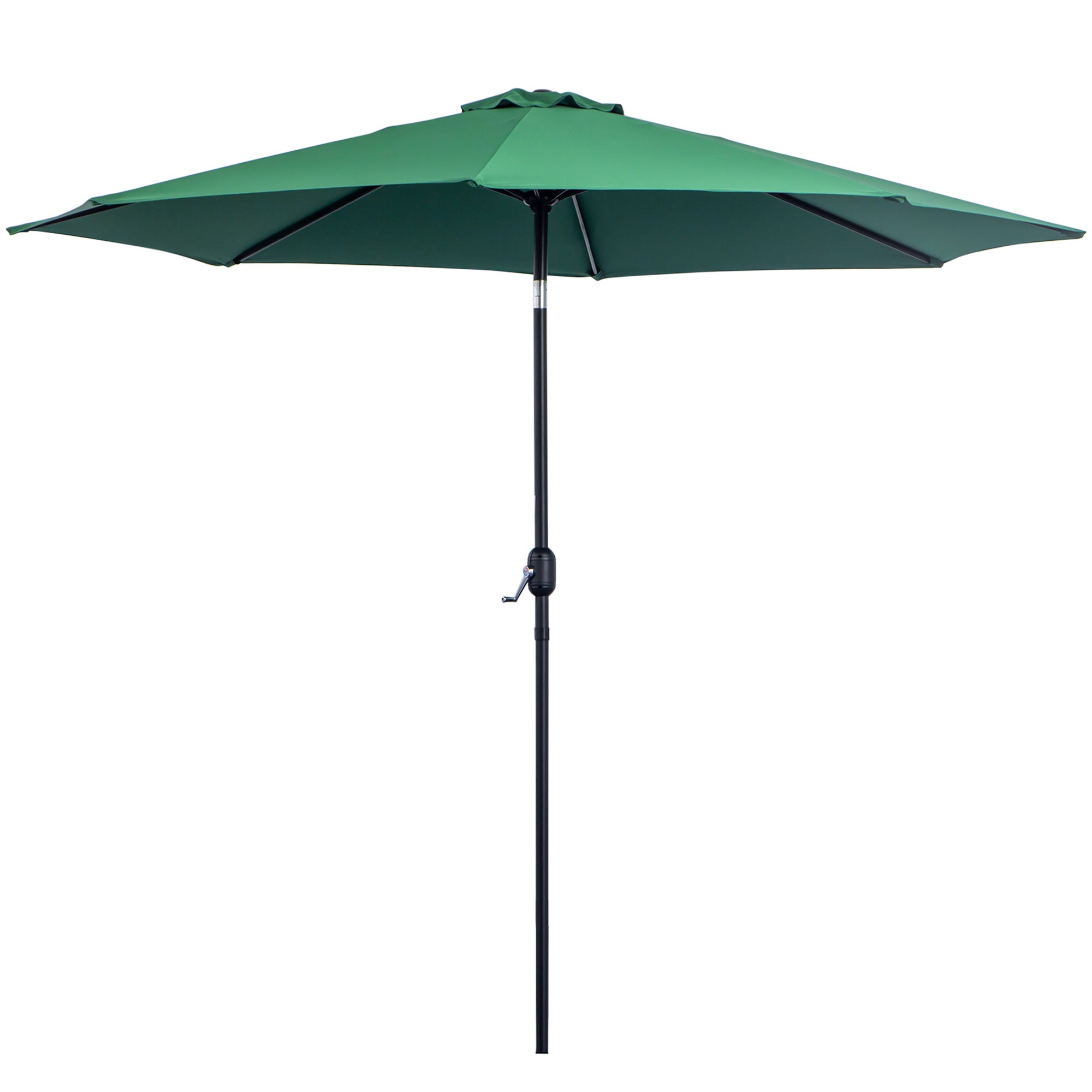 Outsunny 3(m) Tilting Parasol Garden Umbrellas, Outdoor Sun Shade with 8 Ribs, Tilt and Crank Handle for Balcony, Bench, Garden, Green 