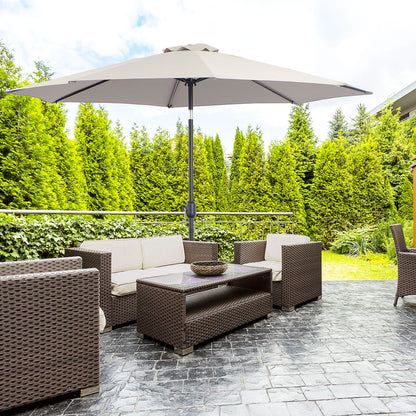 Outsunny 3(m) Tilting Parasol Garden Umbrellas, Outdoor Sun Shade with 8 Ribs, Tilt and Crank Handle for Balcony, Bench, Garden, Light Grey 