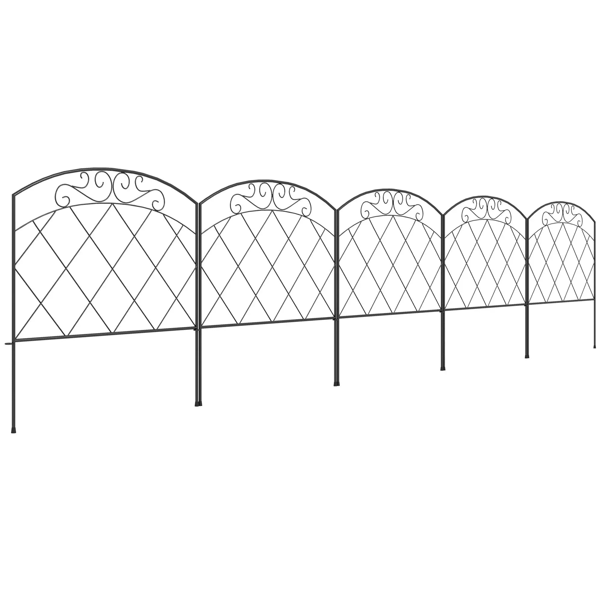 Outsunny 3m Decorative Metal Garden Fence - Diamond and Swirl Pattern 