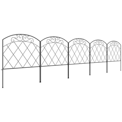 Outsunny 3m Decorative Metal Garden Fence - Diamond and Swirl Pattern 