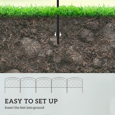 Outsunny 3m Decorative Metal Garden Fence - Diamond and Swirl Pattern 