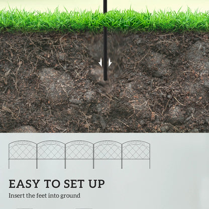 Outsunny 3m Decorative Metal Garden Fence - Diamond and Swirl Pattern 