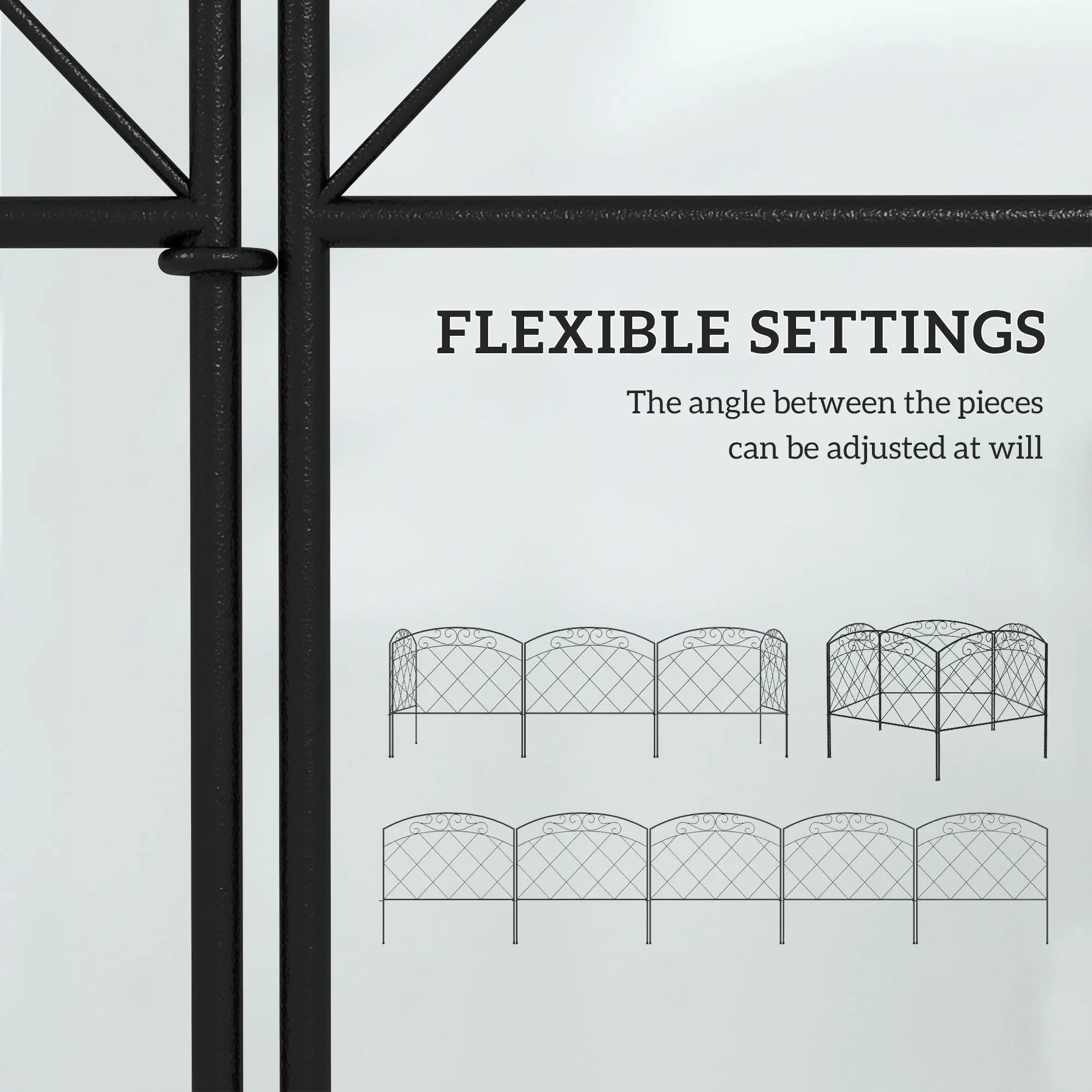 Outsunny 3m Decorative Metal Garden Fence - Diamond and Swirl Pattern 