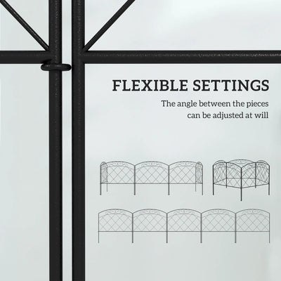 Outsunny 3m Decorative Metal Garden Fence - Diamond and Swirl Pattern 