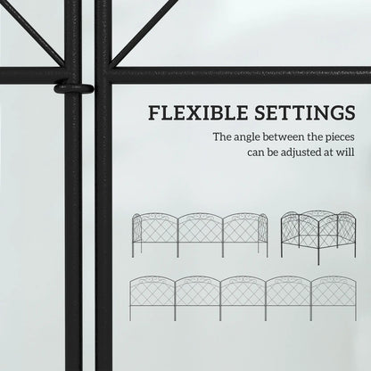 Outsunny 3m Decorative Metal Garden Fence - Diamond and Swirl Pattern 