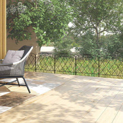 Outsunny 3m Decorative Metal Garden Fence - Diamond and Swirl Pattern 