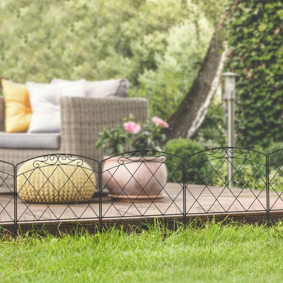 Outsunny 3m Decorative Metal Garden Fence - Diamond and Swirl Pattern 