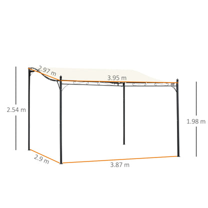 Outsunny 4 x 3 Meters Canopy Metal Wall Gazebo Awning Garden Marquee Shelter Door Porch - Cream 