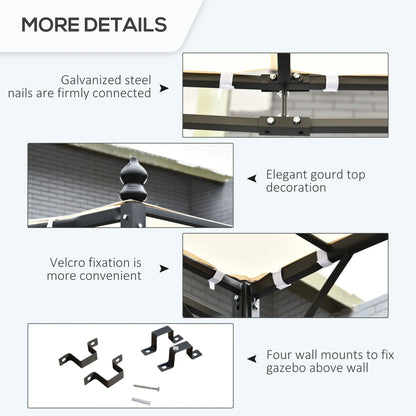 Outsunny 4 x 3 Meters Canopy Metal Wall Gazebo Awning Garden Marquee Shelter Door Porch - Cream 