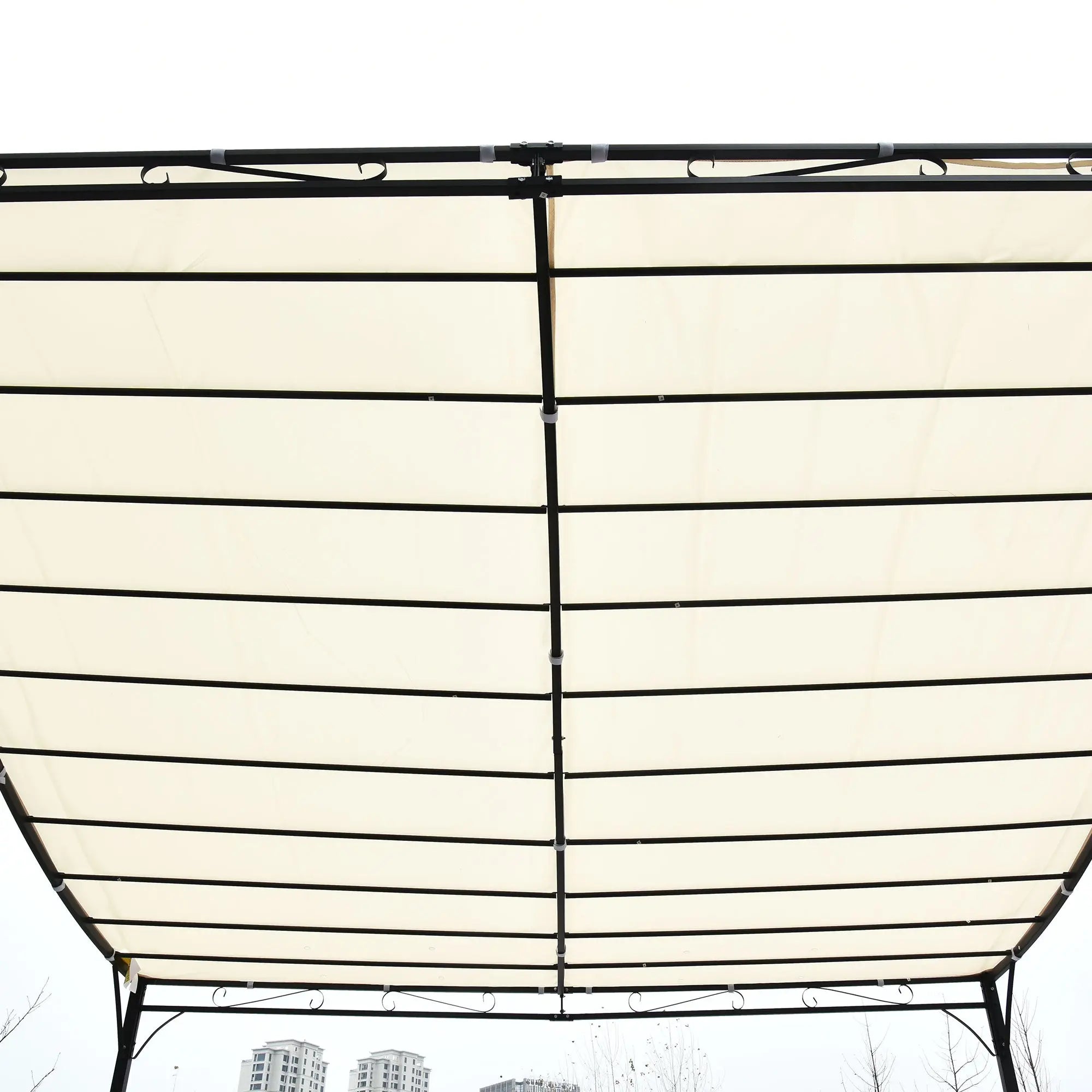 Outsunny 4 x 3 Meters Canopy Metal Wall Gazebo Awning Garden Marquee Shelter Door Porch - Cream 