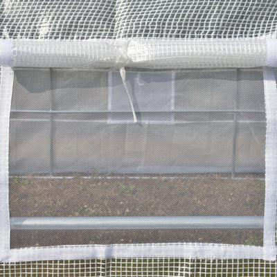 Outsunny 4 x 3 x 2 m Polytunnel Greenhouse with Roll-up Side Walls, Walk-in Grow House Tent with Steel Frame, Reinforced Cover, Zipped Door and 12 Mesh Windows for Garden, White 