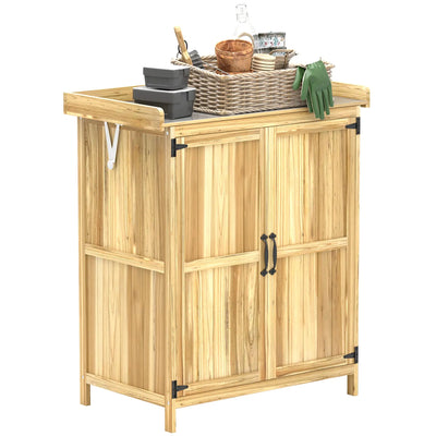 Outsunny 43 x 74cm Fir Wood Shed, with Metal Worktop - Natural Finish 