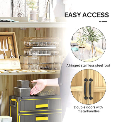 Outsunny 43 x 74cm Fir Wood Shed, with Metal Worktop - Natural Finish 