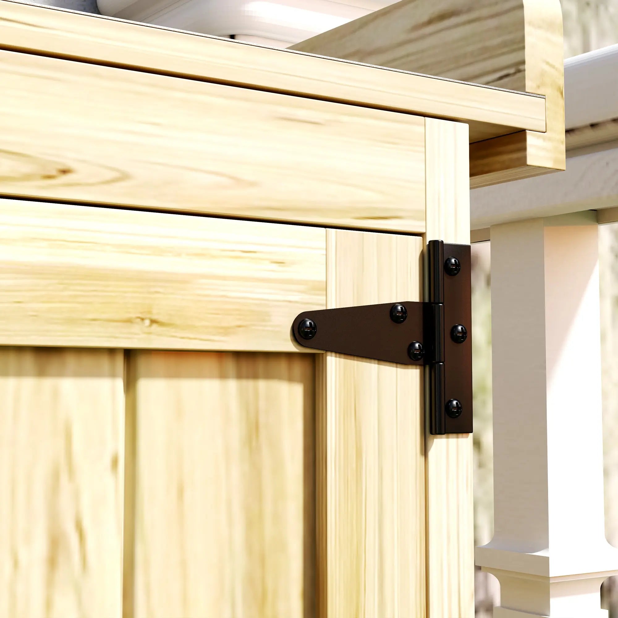 Outsunny 43 x 74cm Fir Wood Shed, with Metal Worktop - Natural Finish 