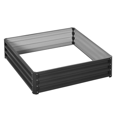 Outsunny 432L Square Raised Garden Bed Box with Weatherized Steel Frame for Vegetables, Flowers and Herbs, 120 x 120 x 30cm, Grey 
