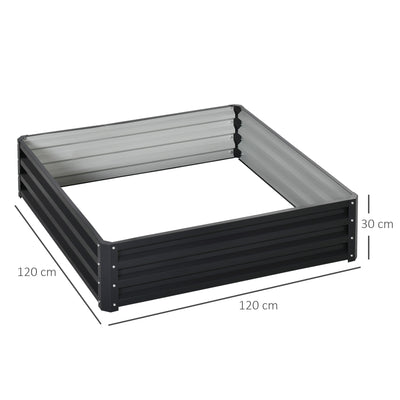 Outsunny 432L Square Raised Garden Bed Box with Weatherized Steel Frame for Vegetables, Flowers and Herbs, 120 x 120 x 30cm, Grey 