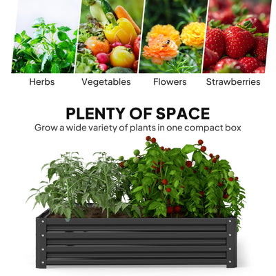 Outsunny 432L Square Raised Garden Bed Box with Weatherized Steel Frame for Vegetables, Flowers and Herbs, 120 x 120 x 30cm, Grey 
