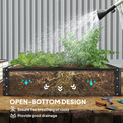 Outsunny 432L Square Raised Garden Bed Box with Weatherized Steel Frame for Vegetables, Flowers and Herbs, 120 x 120 x 30cm, Grey 