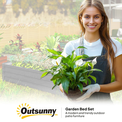 Outsunny 432L Square Raised Garden Bed Box with Weatherized Steel Frame for Vegetables, Flowers and Herbs, 120 x 120 x 30cm, Grey 
