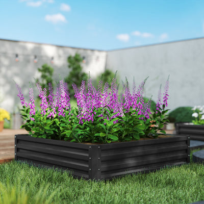 Outsunny 432L Square Raised Garden Bed Box with Weatherized Steel Frame for Vegetables, Flowers and Herbs, 120 x 120 x 30cm, Grey 