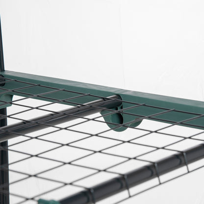 Outsunny 5 Tier Mini Greenhouse, Portable Greenhouse with Reinforced Plastic Cover, Garden Grow House with Roll Up Door and Shelves, 69 x 49 x 193cm, Green 