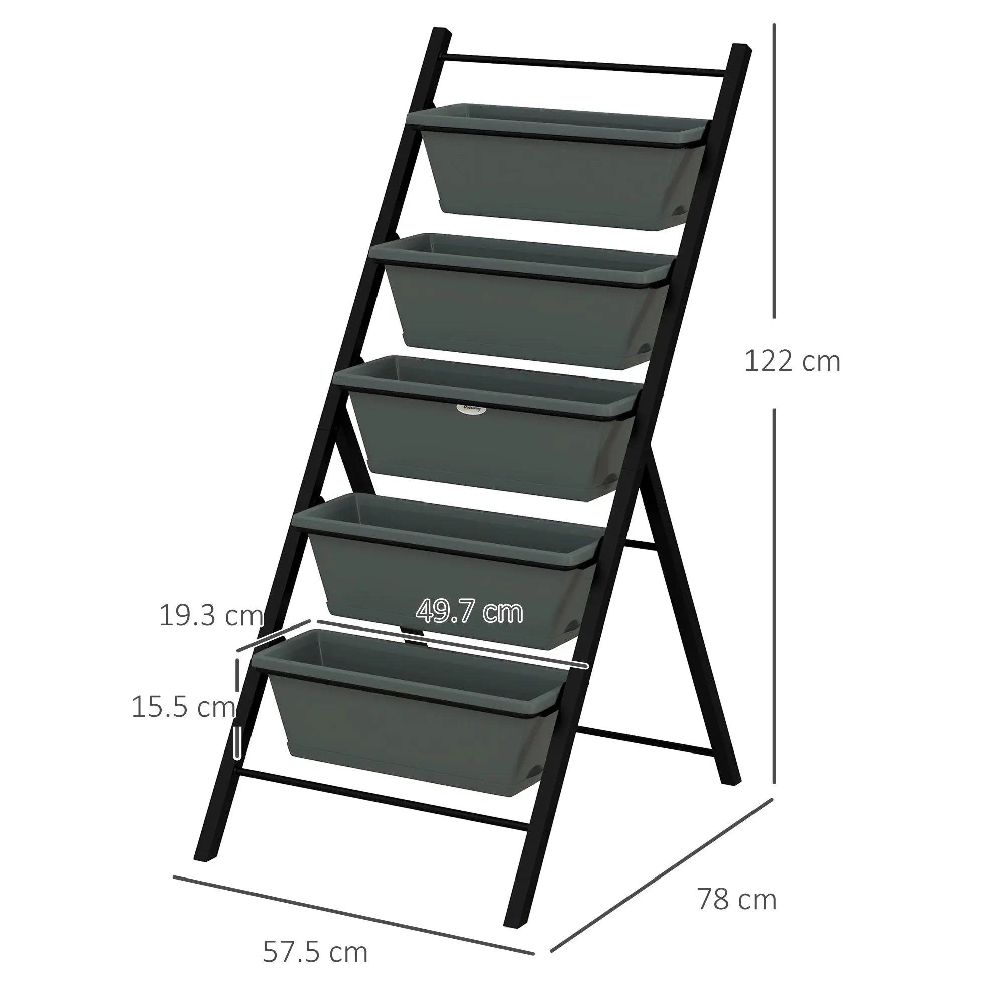 Outsunny 5-Tier Vertical Raised Garden Planter with 5 Container Boxes, Outdoor Plant Stand for Vegetable Flowers, Grey 