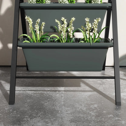 Outsunny 5-Tier Vertical Raised Garden Planter with 5 Container Boxes, Outdoor Plant Stand for Vegetable Flowers, Grey 