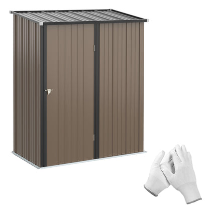 Outsunny 5.3 x 3.1ft Corrugated Steel Garden Shed - Brown 