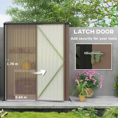 Outsunny 5.3 x 3.1ft Corrugated Steel Garden Shed - Brown 