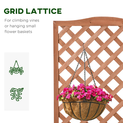 Outsunny 53L Garden Wooden Planter Box with Trellis Free Standing Flower Raised Bed with Lattice for Climbing Plants, 76cm x 36cm x 170cm, Brown 