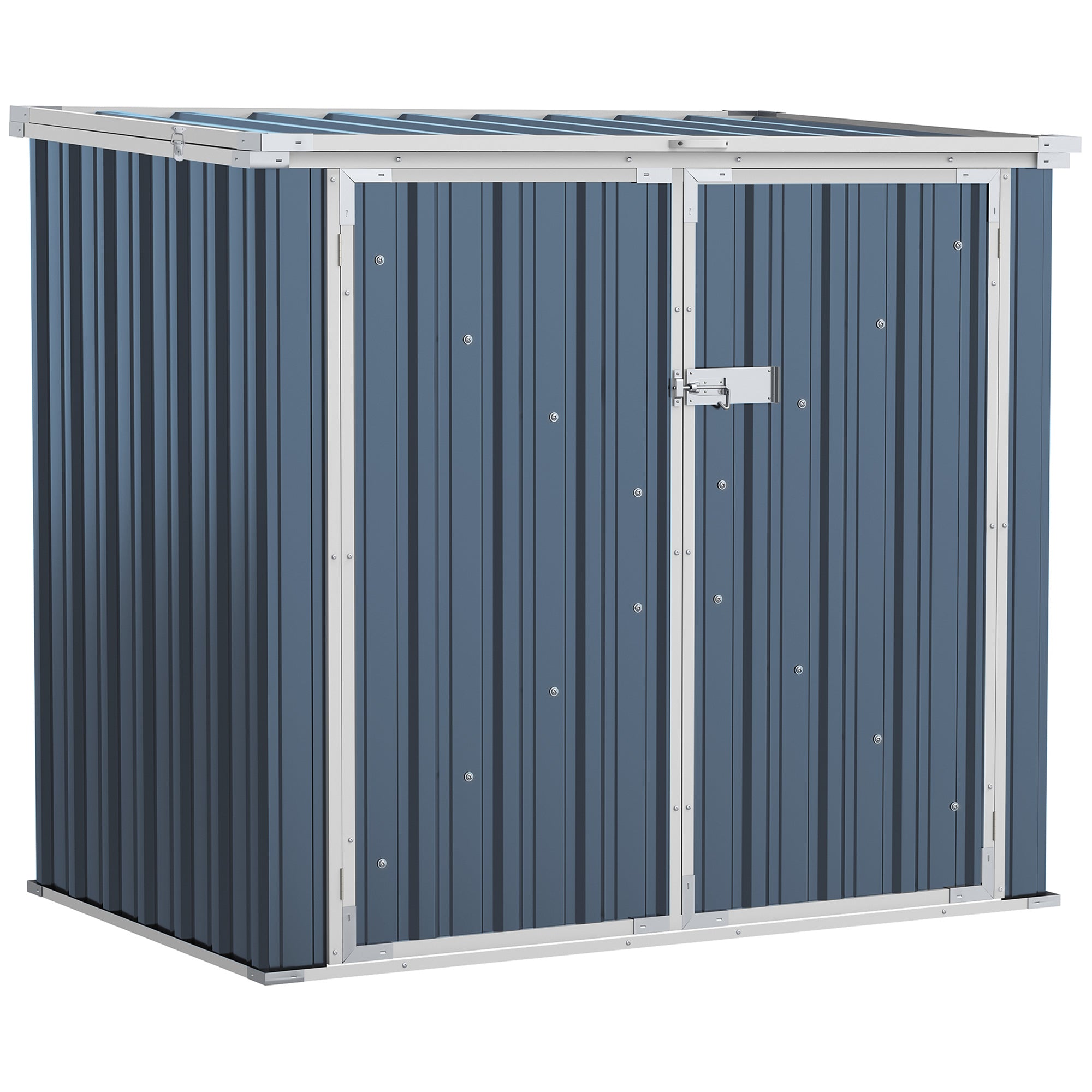 Outsunny 5ft x 3ft Garden 2-Bin Steel Storage Shed, Double Rubbish Storage Shed, Hide Dustbin w/ Locking Doors and Openable Lid 