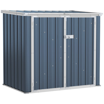Outsunny 5ft x 3ft Garden 2-Bin Steel Storage Shed, Double Rubbish Storage Shed, Hide Dustbin w/ Locking Doors and Openable Lid 