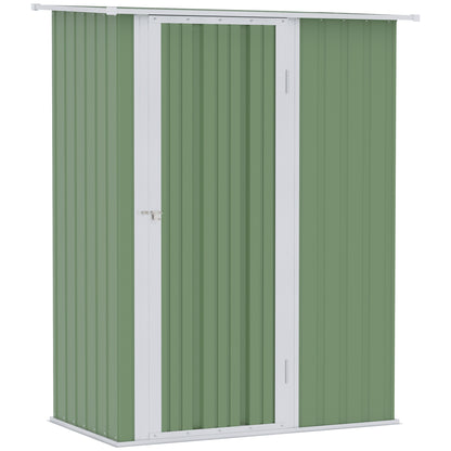 Outsunny 5ft x 3ft Metal Garden Storage Shed, Outdoor Tool Shed with Sloped Roof, Lockable Door for Tools, Equipment, Light Green 